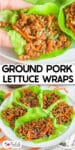 Ground pork lettuce wraps with carrots and seasoning.