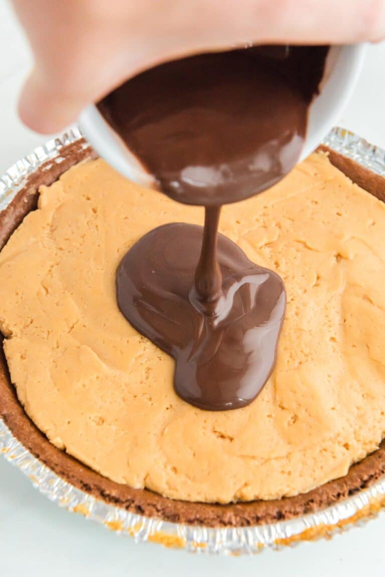 The BEST Buckeye Pie (Chocolate Peanut Butter Pie) - On My Kids Plate