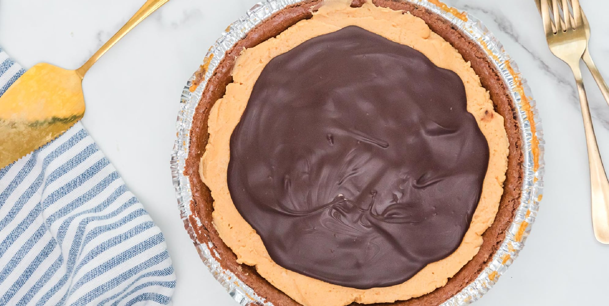 The BEST Buckeye Pie (Chocolate Peanut Butter Pie) - On My Kids Plate