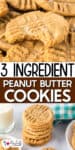 A stack of 3 ingredient peanut butter cookies sits beside a glass of milk and a checkered napkin, perfect for a quick homemade treat.