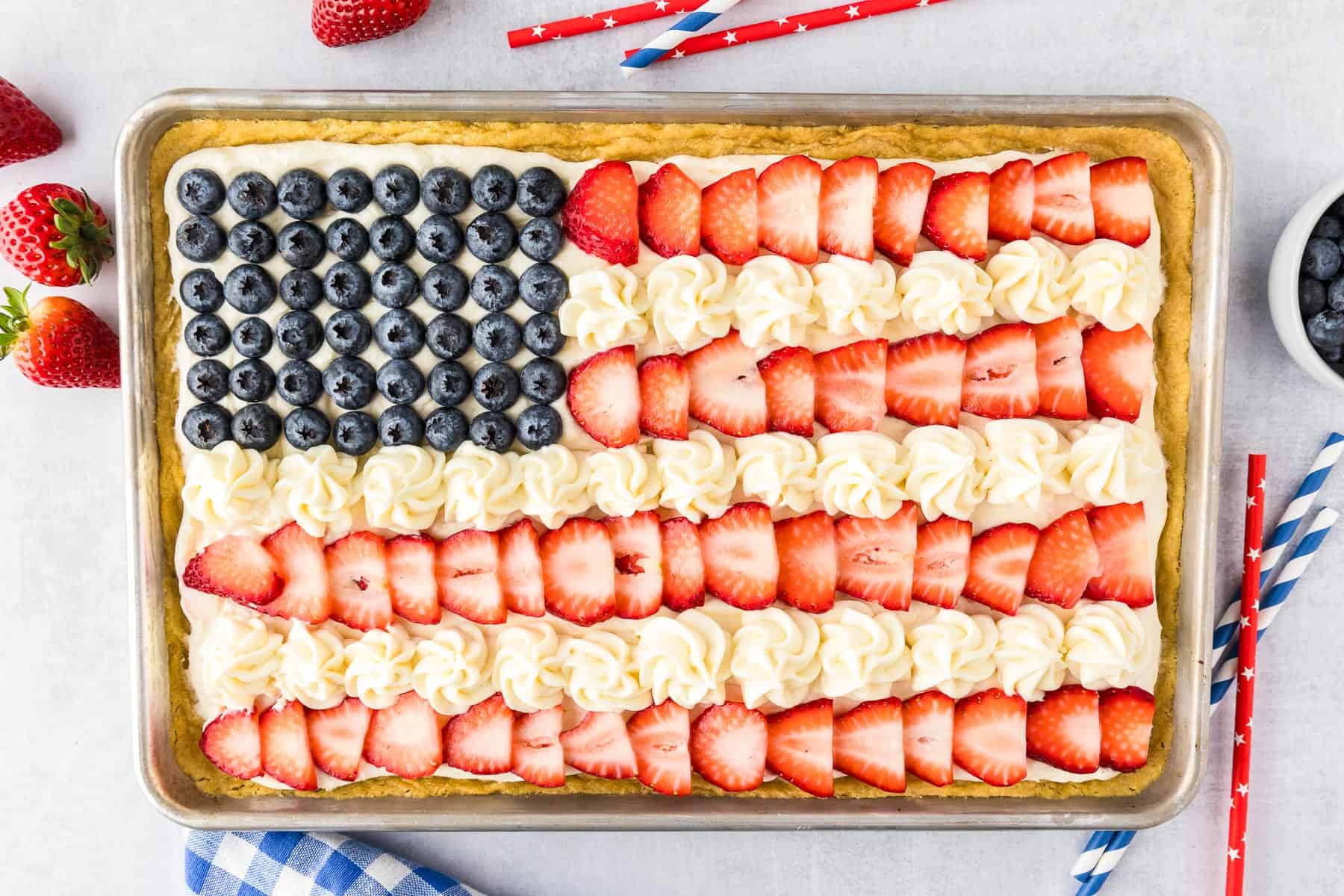 Flag Fruit Pizza - On My Kids Plate